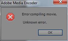 media encoder error compiling movie.